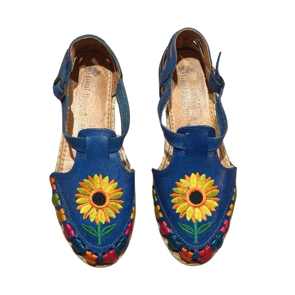 LEATHER - Size US 7 - Handmade Mexican Huarache Leather Platform Sandals